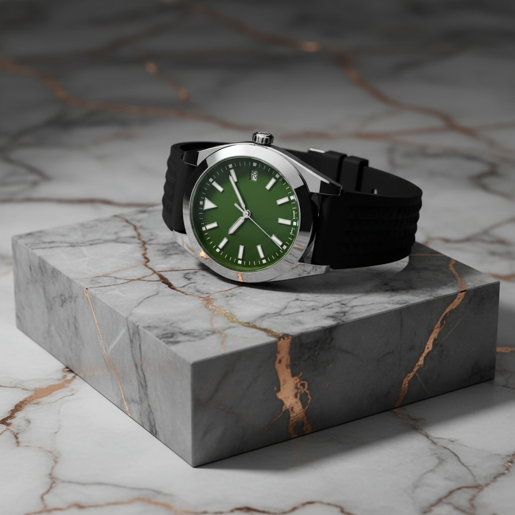 Black Diver on Rose Gold Marble